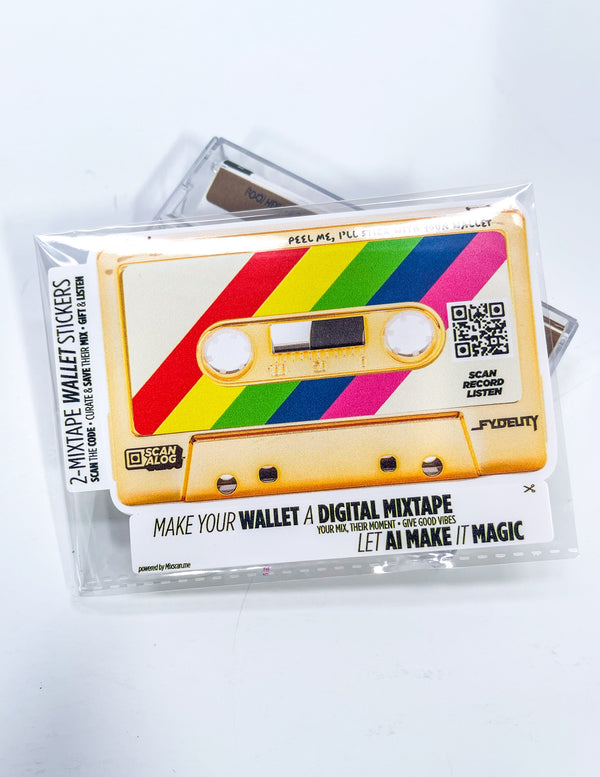 Add a Digital Mixtape to Your Cassette Wallet | Sticker | Analog Stripes