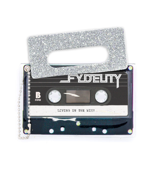 Retro Cassette Tape | Deco Sticker Tag | DAZZLER Rainbow Silver Glitter