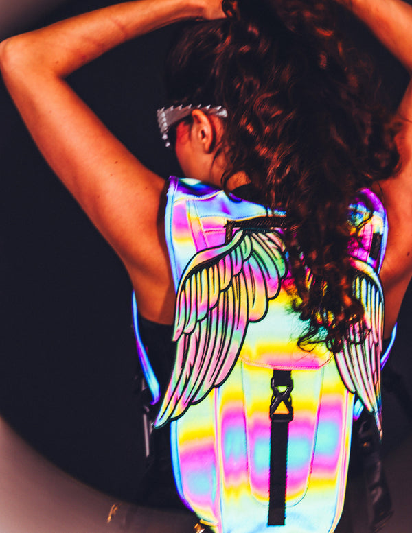 Hydration Backpack | Cute Wings | Reflective Anti-Theft | Rainbow Purple