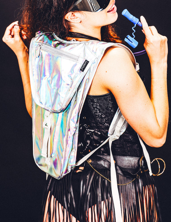 Hydration Backpack | Cute Y2K Holographic Anti-Theft Insulated | Silver