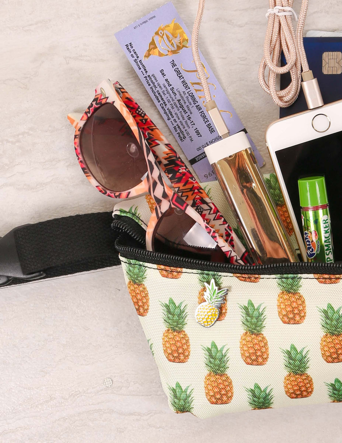 83117: Fanny Pack |Ultra-Slim Skinny Low-Profile Belt Bum Bag |Pineapple