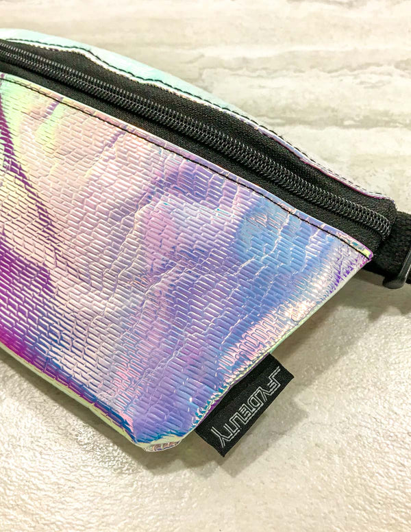 83228: Fanny Pack |Ultra-Slim Skinny Low-Profile Belt Bum Bag |INTERPLANETARY Aura Silver