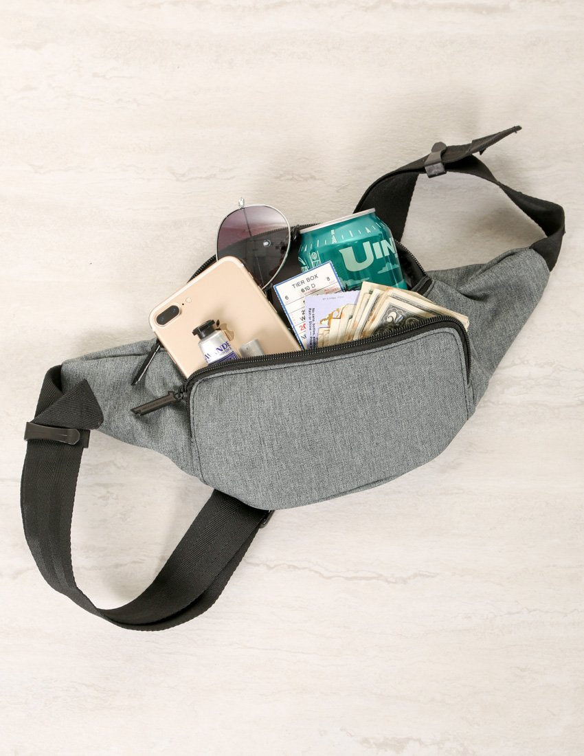 83916: Bum Bag |2 Pocket Crossbody Fanny Pack |GAME DAY Grey & Black